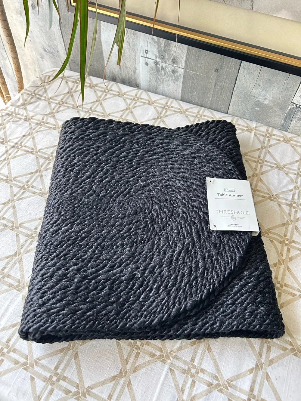 🌴Sleek Threshold Black Jute Braided Oval Table Runner | Oblong | Target